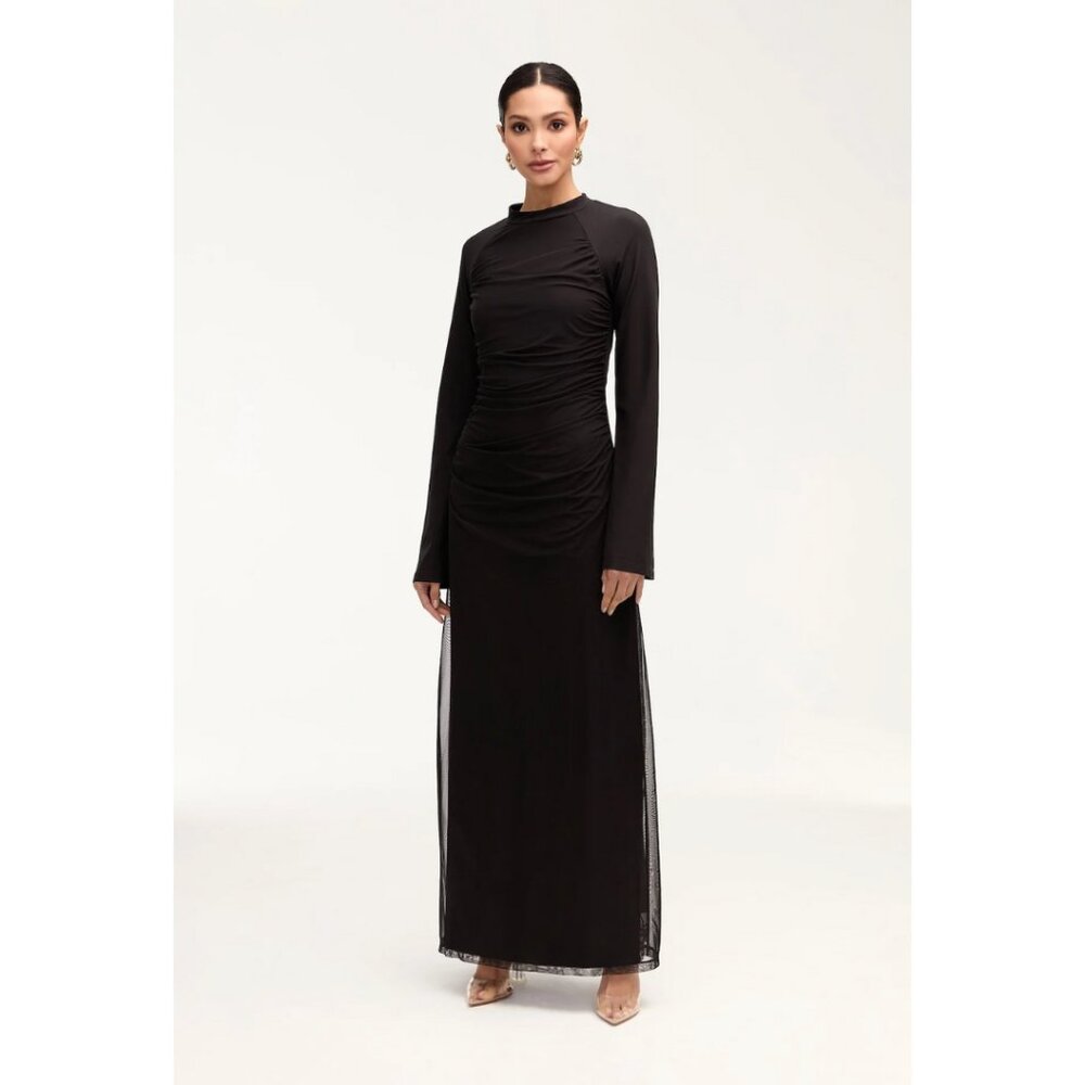 Veiled Emilia Rouched Maxi Dress - Black Size Small